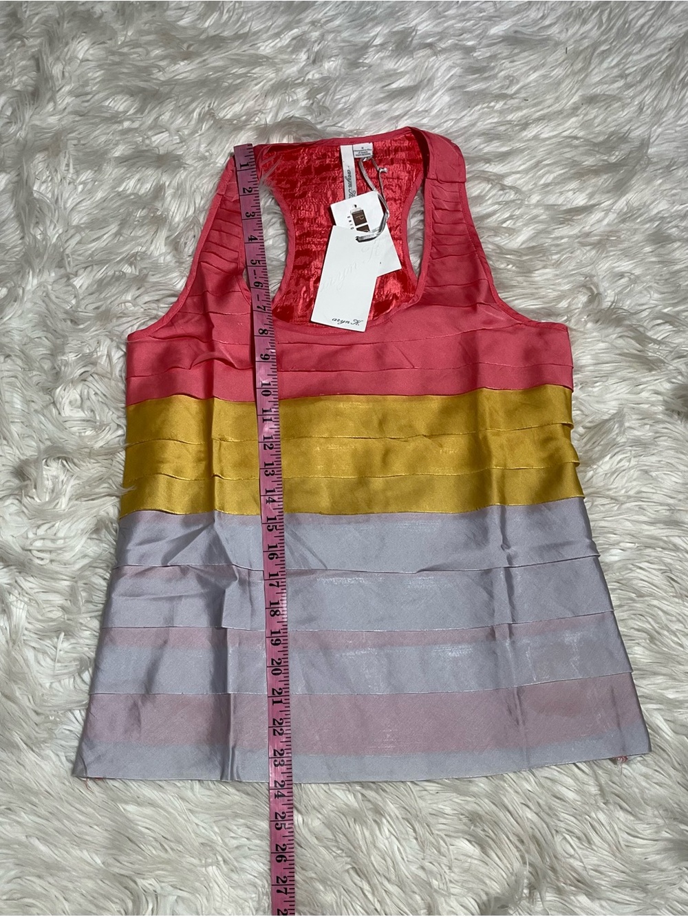 Aryn K Ruffled Color Block Silk - Like Racer Back Tank Top Shell - Picture 10 of 10